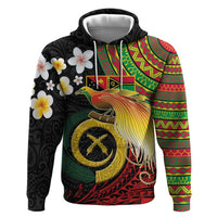 Vanuatu and Papua New Guinea Together Hoodie Bird-of-paradise and Pig Tusk Melanesian Pattern LT03 Pullover Hoodie Black - Polynesian Pride