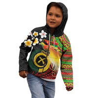 Vanuatu and Papua New Guinea Together Kid Hoodie Bird-of-paradise and Pig Tusk Melanesian Pattern LT03 - Polynesian Pride