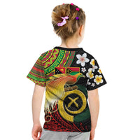 Vanuatu and Papua New Guinea Together Kid T Shirt Bird-of-paradise and Pig Tusk Melanesian Pattern LT03 - Polynesian Pride