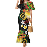 Vanuatu and Papua New Guinea Together Mermaid Dress Bird-of-paradise and Pig Tusk Melanesian Pattern LT03 Women Black - Polynesian Pride