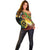 Vanuatu and Papua New Guinea Together Off Shoulder Sweater Bird-of-paradise and Pig Tusk Melanesian Pattern