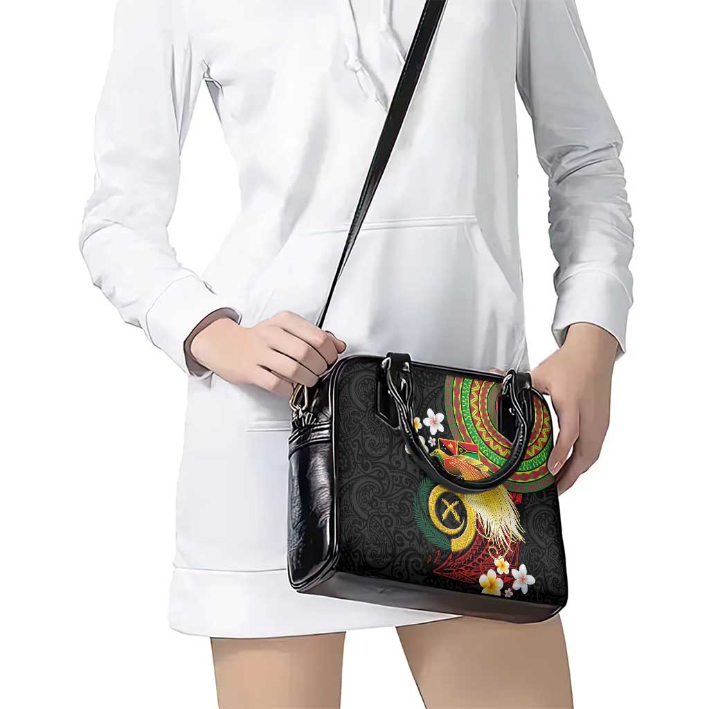 Vanuatu and Papua New Guinea Together Shoulder Handbag Bird-of-paradise and Pig Tusk Melanesian Pattern