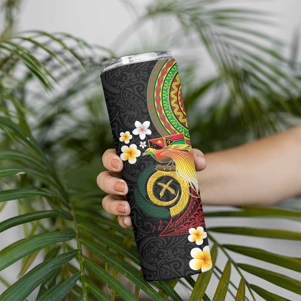 Vanuatu and Papua New Guinea Together Skinny Tumbler Bird-of-paradise and Pig Tusk Melanesian Pattern LT03 - Polynesian Pride