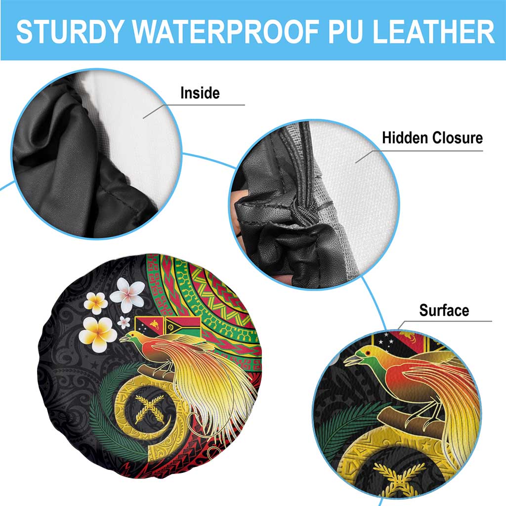 Vanuatu and Papua New Guinea Together Spare Tire Cover Bird-of-paradise and Pig Tusk Melanesian Pattern LT03 - Polynesian Pride