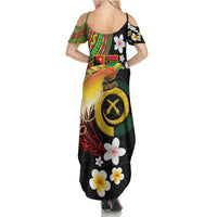 Vanuatu and Papua New Guinea Together Summer Maxi Dress Bird-of-paradise and Pig Tusk Melanesian Pattern LT03 - Polynesian Pride