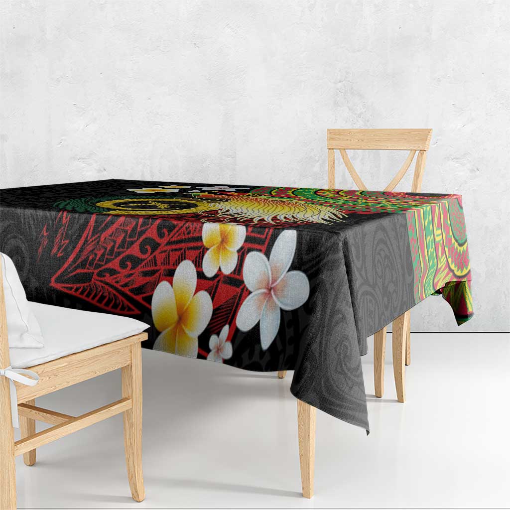 Vanuatu and Papua New Guinea Together Tablecloth Bird-of-paradise and Pig Tusk Melanesian Pattern