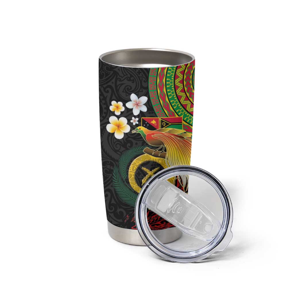 Vanuatu and Papua New Guinea Together Tumbler Cup Bird-of-paradise and Pig Tusk Melanesian Pattern LT03 - Polynesian Pride