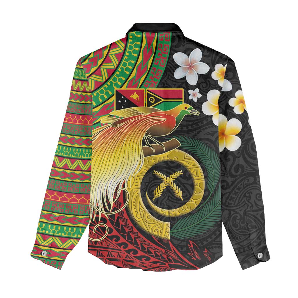 Vanuatu and Papua New Guinea Together Women Casual Shirt Bird-of-paradise and Pig Tusk Melanesian Pattern LT03 - Polynesian Pride