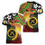 Vanuatu and Papua New Guinea Together Women V-Neck T-Shirt Bird-of-paradise and Pig Tusk Melanesian Pattern