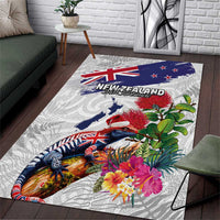 New Zealand Christmas Area Rug Meri Kirihimete-Tuatara and Pohutukawa White Color LT03 White - Polynesian Pride