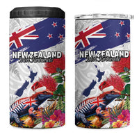 New Zealand Christmas 4 in 1 Can Cooler Tumbler Meri Kirihimete-Tuatara and Pohutukawa White Color LT03 One Size: 16 oz White - Polynesian Pride