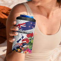 New Zealand Christmas 4 in 1 Can Cooler Tumbler Meri Kirihimete-Tuatara and Pohutukawa White Color LT03 - Polynesian Pride