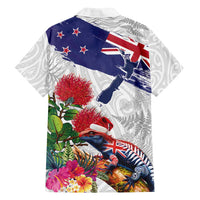 New Zealand Christmas Family Matching Puletasi and Hawaiian Shirt Meri Kirihimete-Tuatara and Pohutukawa White Color LT03 - Polynesian Pride