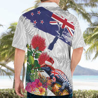 New Zealand Christmas Hawaiian Shirt Meri Kirihimete-Tuatara and Pohutukawa White Color LT03 - Polynesian Pride