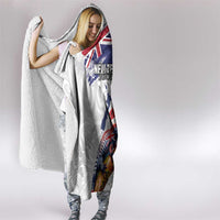 New Zealand Christmas Hooded Blanket Meri Kirihimete-Tuatara and Pohutukawa White Color LT03 - Polynesian Pride