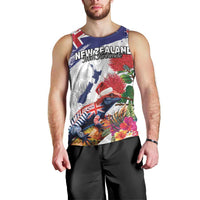 New Zealand Christmas Men Tank Top Meri Kirihimete-Tuatara and Pohutukawa White Color LT03 - Polynesian Pride