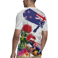 New Zealand Christmas Rugby Jersey Meri Kirihimete-Tuatara and Pohutukawa White Color LT03 - Polynesian Pride