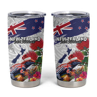New Zealand Christmas Tumbler Cup Meri Kirihimete-Tuatara and Pohutukawa White Color LT03 White - Polynesian Pride