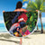 New Zealand Christmas Beach Blanket Meri Kirihimete-Tuatara and Pohutukawa Black Color