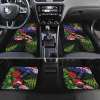 New Zealand Christmas Car Mats Meri Kirihimete-Tuatara and Pohutukawa Black Color LT03 Set 4pcs Black - Polynesian Pride