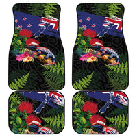 New Zealand Christmas Car Mats Meri Kirihimete-Tuatara and Pohutukawa Black Color LT03 - Polynesian Pride