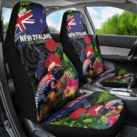 New Zealand Christmas Car Seat Cover Meri Kirihimete-Tuatara and Pohutukawa Black Color LT03 - Polynesian Pride