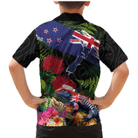 New Zealand Christmas Family Matching Mermaid Dress and Hawaiian Shirt Meri Kirihimete-Tuatara and Pohutukawa Black Color LT03 - Polynesian Pride