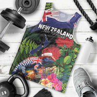New Zealand Christmas Men Tank Top Meri Kirihimete-Tuatara and Pohutukawa Black Color LT03 - Polynesian Pride