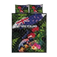 New Zealand Christmas Quilt Bed Set Meri Kirihimete-Tuatara and Pohutukawa Black Color LT03 - Polynesian Pride