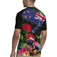 New Zealand Christmas Rugby Jersey Meri Kirihimete-Tuatara and Pohutukawa Black Color LT03 - Polynesian Pride