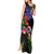 New Zealand Christmas Tank Maxi Dress Meri Kirihimete-Tuatara and Pohutukawa Black Color