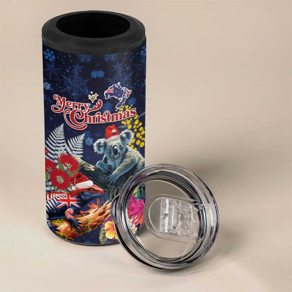 Australia and New Zealand 4 in 1 Can Cooler Tumbler Merry Christmas-Tuatara and Koala with Plants Xmas Style LT03 - Polynesian Pride