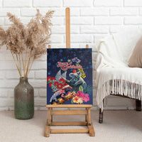 Australia and New Zealand Canvas Wall Art Merry Christmas-Tuatara and Koala with Plants Xmas Style