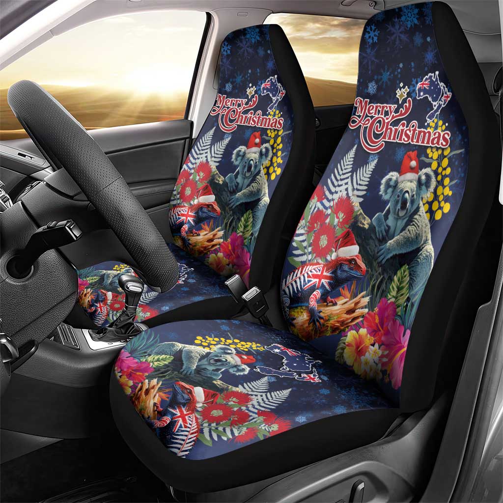 Australia and New Zealand Car Seat Cover Merry Christmas-Tuatara and Koala with Plants Xmas Style LT03 - Polynesian Pride