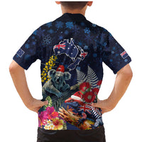 Australia and New Zealand Family Matching Mermaid Dress and Hawaiian Shirt Merry Christmas-Tuatara and Koala with Plants Xmas Style LT03 - Polynesian Pride