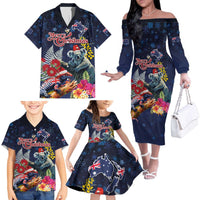 Australia and New Zealand Family Matching Off The Shoulder Long Sleeve Dress and Hawaiian Shirt Merry Christmas-Tuatara and Koala with Plants Xmas Style LT03 - Polynesian Pride