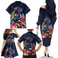 Australia and New Zealand Family Matching Off The Shoulder Long Sleeve Dress and Hawaiian Shirt Merry Christmas-Tuatara and Koala with Plants Xmas Style LT03 - Polynesian Pride
