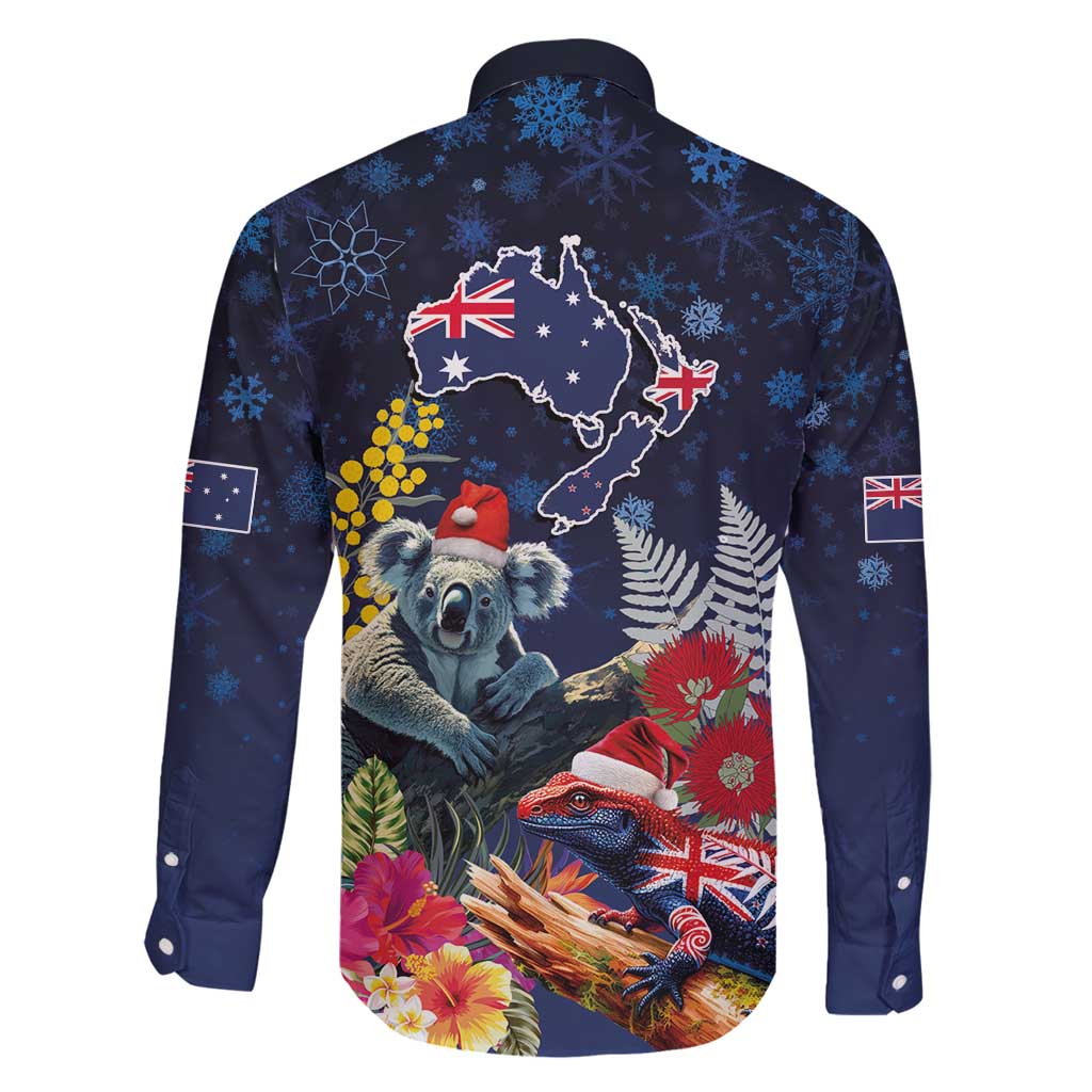 Australia and New Zealand Family Matching Off Shoulder Maxi Dress and Hawaiian Shirt Merry Christmas-Tuatara and Koala with Plants Xmas Style LT03 - Polynesian Pride