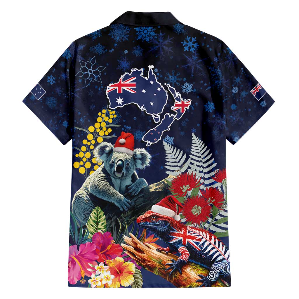 Australia and New Zealand Family Matching Summer Maxi Dress and Hawaiian Shirt Merry Christmas-Tuatara and Koala with Plants Xmas Style LT03 - Polynesian Pride