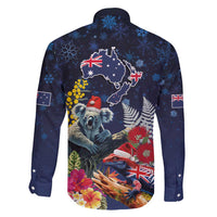 Australia and New Zealand Family Matching Summer Maxi Dress and Hawaiian Shirt Merry Christmas-Tuatara and Koala with Plants Xmas Style LT03 - Polynesian Pride