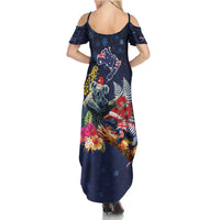 Australia and New Zealand Family Matching Summer Maxi Dress and Hawaiian Shirt Merry Christmas-Tuatara and Koala with Plants Xmas Style LT03 - Polynesian Pride