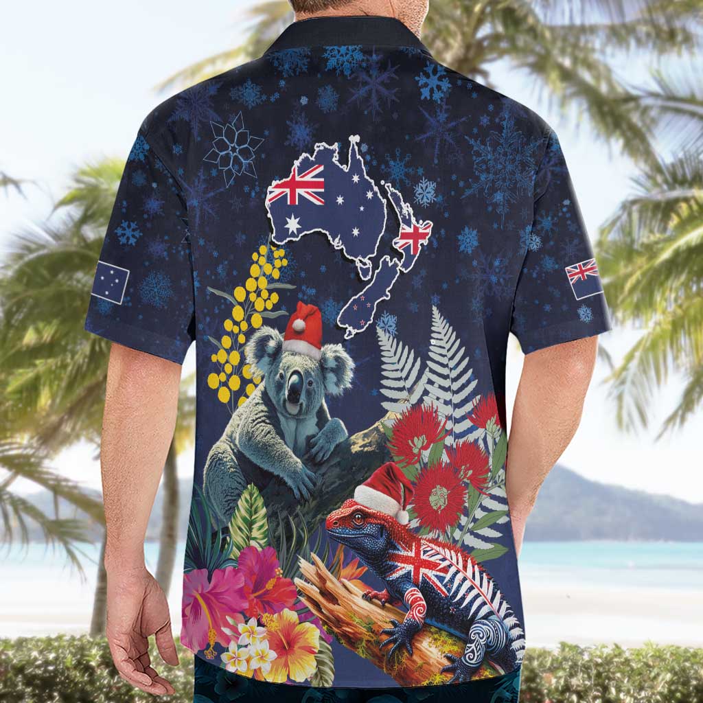 Australia and New Zealand Hawaiian Shirt Merry Christmas-Tuatara and Koala with Plants Xmas Style LT03 - Polynesian Pride