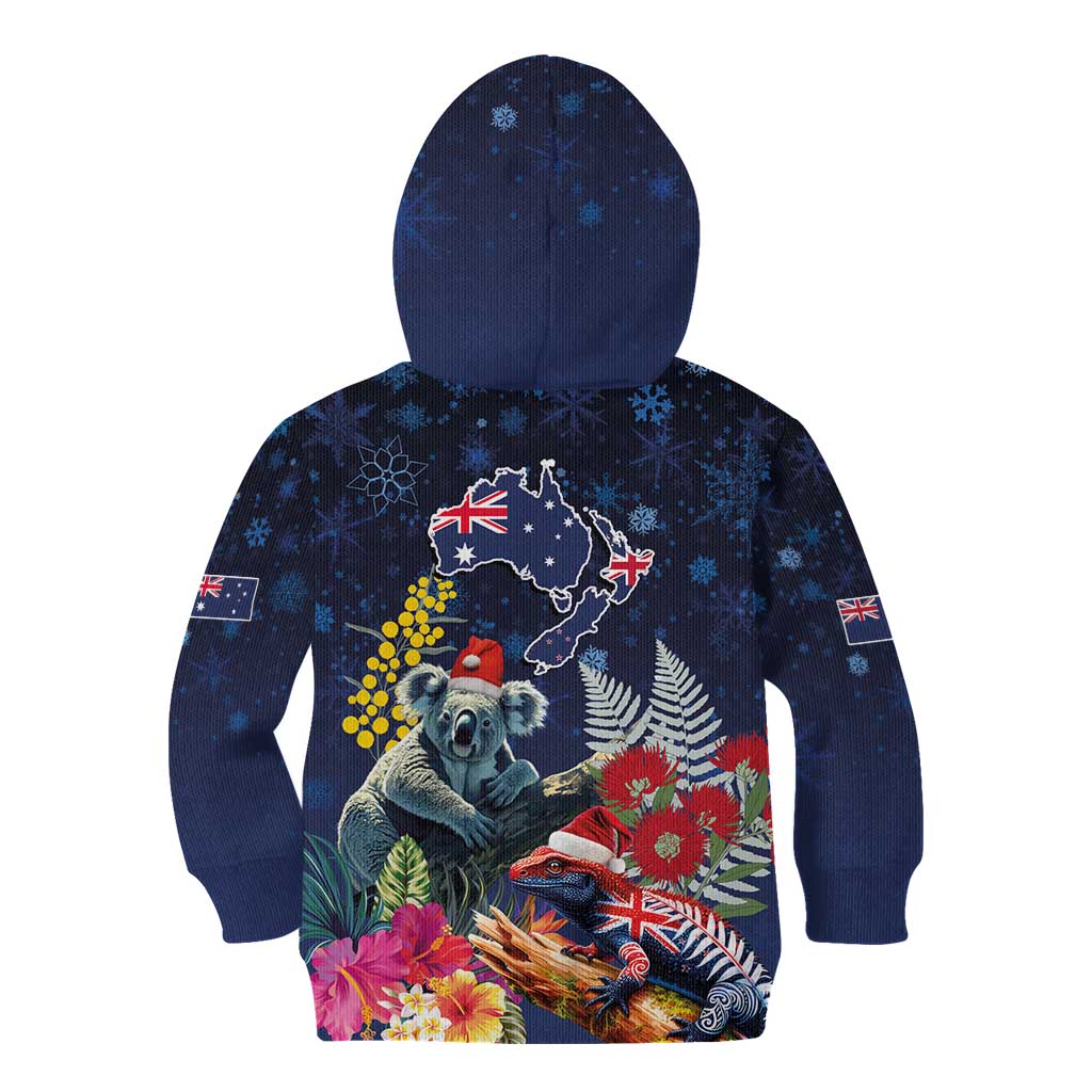 Australia and New Zealand Kid Hoodie Merry Christmas-Tuatara and Koala with Plants Xmas Style LT03 - Polynesian Pride