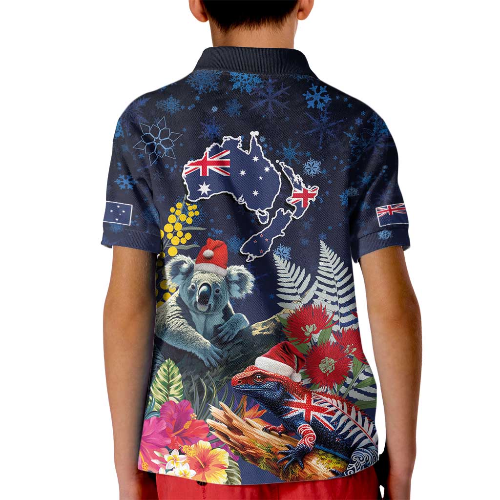 Australia and New Zealand Kid Polo Shirt Merry Christmas-Tuatara and Koala with Plants Xmas Style LT03 - Polynesian Pride