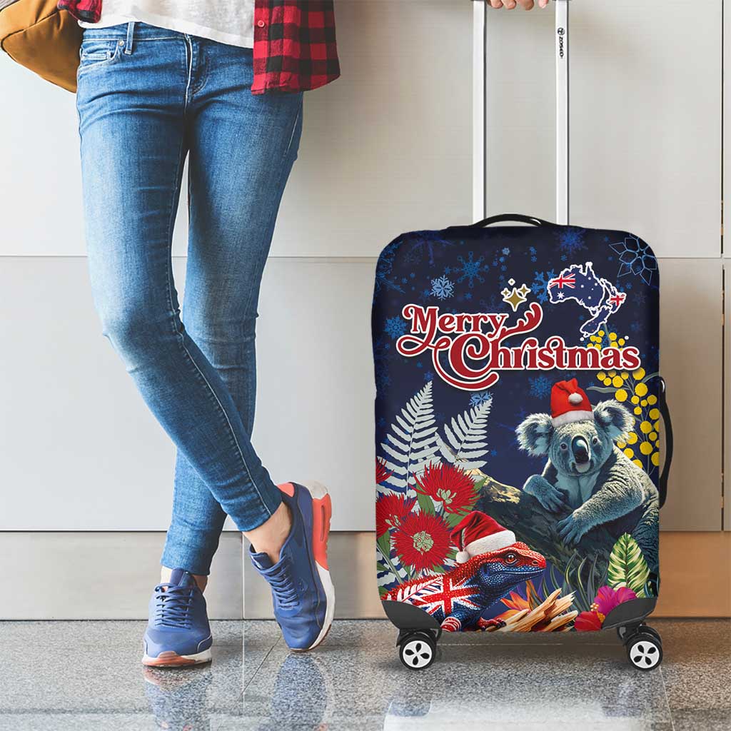 Australia and New Zealand Luggage Cover Merry Christmas-Tuatara and Koala with Plants Xmas Style LT03 - Polynesian Pride