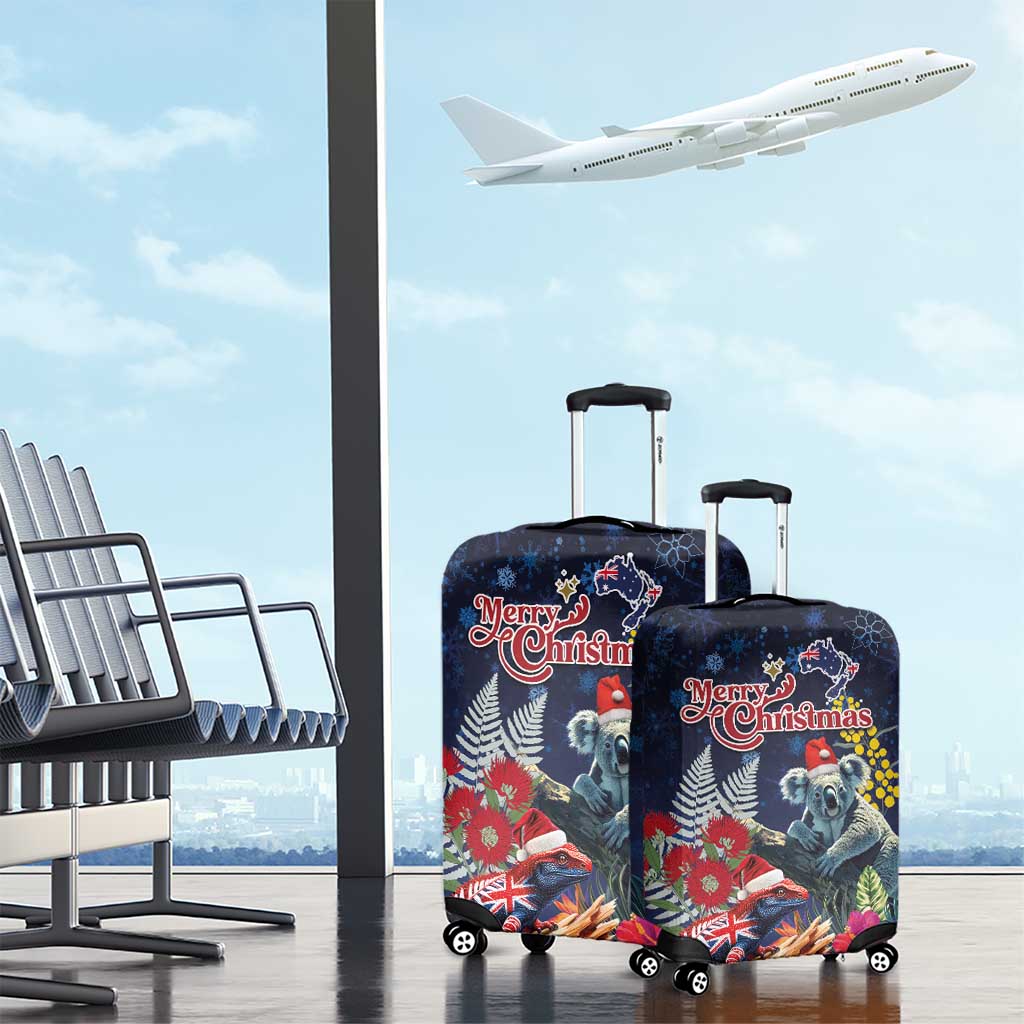 Australia and New Zealand Luggage Cover Merry Christmas-Tuatara and Koala with Plants Xmas Style LT03 - Polynesian Pride