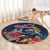 Australia and New Zealand Round Carpet Merry Christmas-Tuatara and Koala with Plants Xmas Style