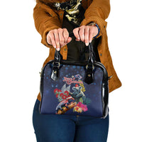 Australia and New Zealand Shoulder Handbag Merry Christmas-Tuatara and Koala with Plants Xmas Style