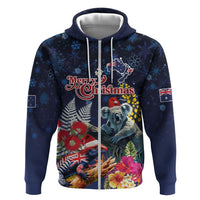 Australia and New Zealand Zip Hoodie Merry Christmas-Tuatara and Koala with Plants Xmas Style LT03 Zip Hoodie Navy - Polynesian Pride