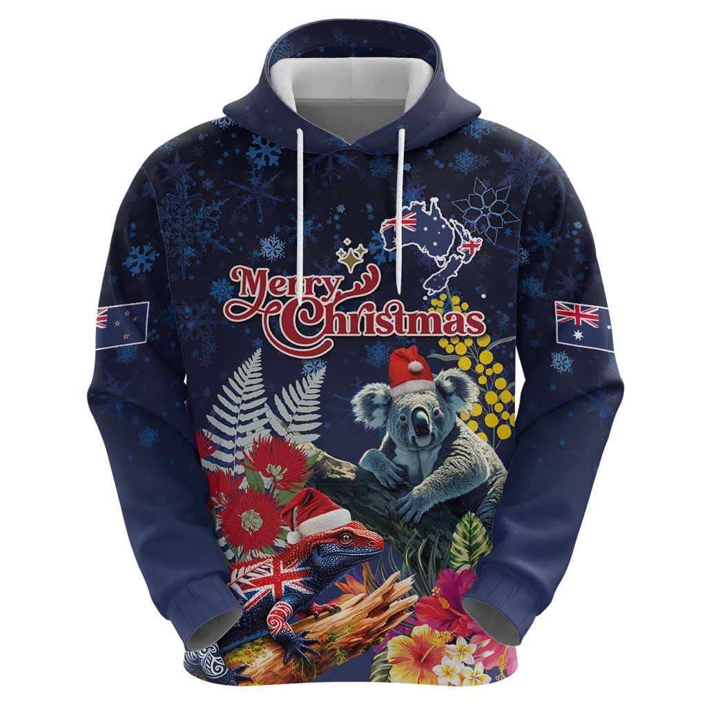 Australia and New Zealand Zip Hoodie Merry Christmas-Tuatara and Koala with Plants Xmas Style LT03 - Polynesian Pride
